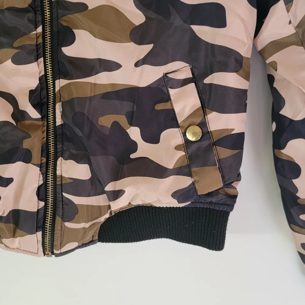 Beverly Hills Polo Club Camo bomber jacket with front snap button pocket Medium